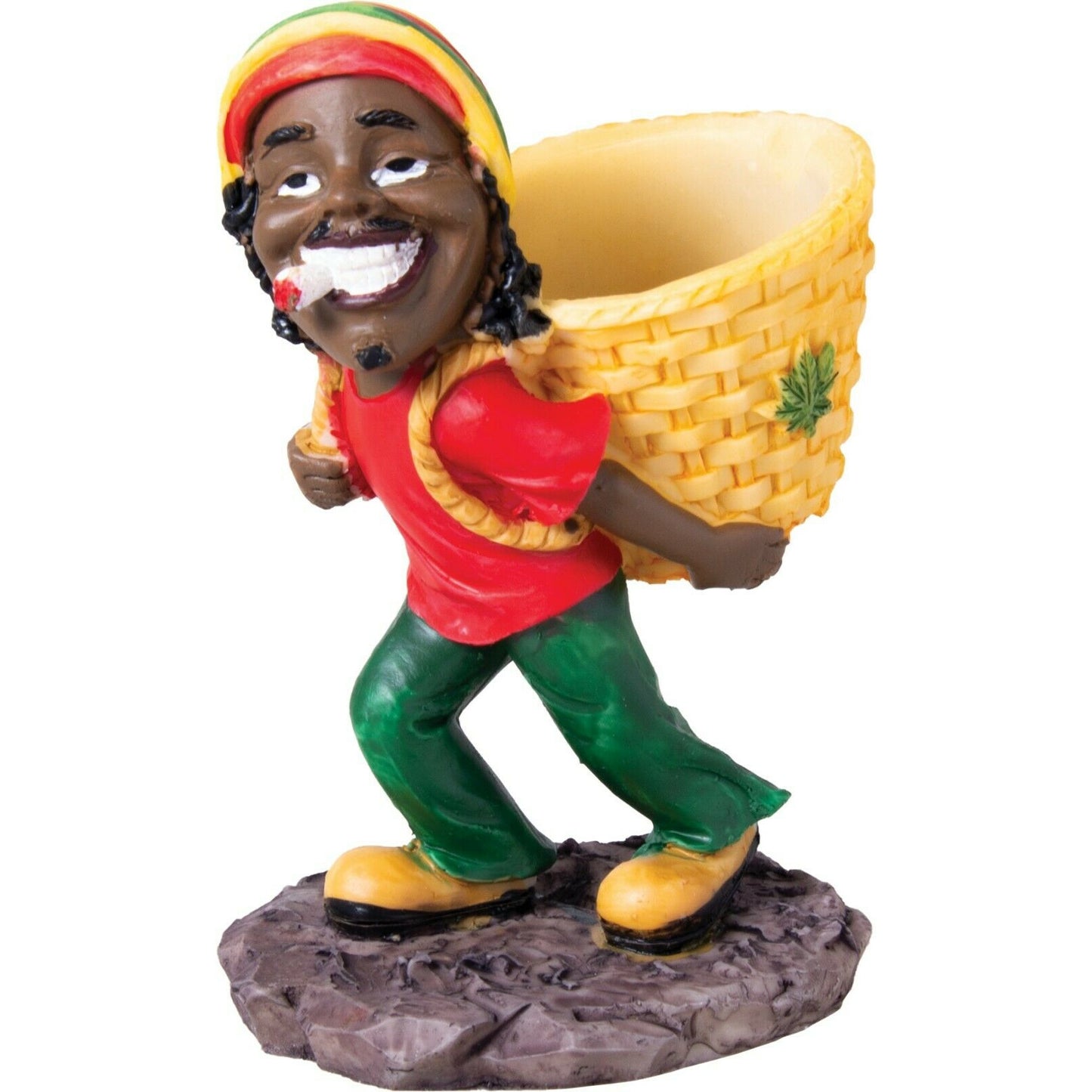 Rasta Jamaican Man Holding Basket Polyresin Cigarette Ashtray - Individualized Popular Home Office Ashtray Personality Trend Modern Home Tea Table Ashtray Ornaments Bar Ashtray