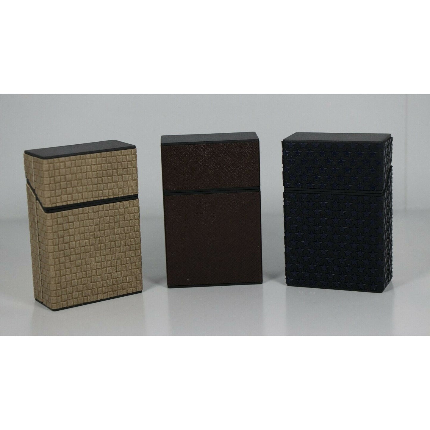 Push Open Plastic Cigarette Cases Pack of 12 - 100mm Size Assorted PU Leather Wrapped Cigarette Holder - Compact and Portable - Durable Hard Plastic Box with Push Open Lid - Crush-Proof & Sturdy