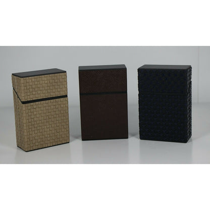 Push Open Plastic Cigarette Cases Pack of 12 - 100mm Size Assorted PU Leather Wrapped Cigarette Holder - Compact and Portable - Durable Hard Plastic Box with Push Open Lid - Crush-Proof & Sturdy