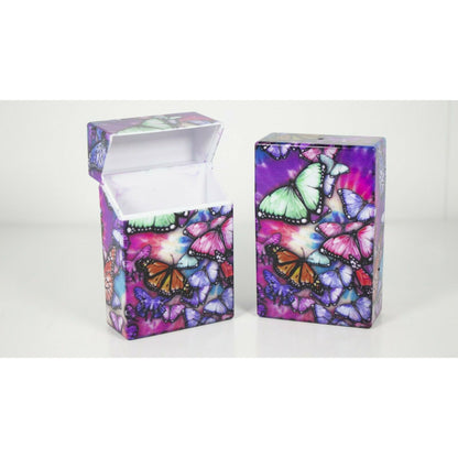 Push Open Plastic Cigarette Cases Pack of 12 - King’s size Mermaid, Dragon & Butterfly Design Cigarette Holder - Compact and Portable - Crush-Proof Durable Hard Plastic Box with Push Open Lid