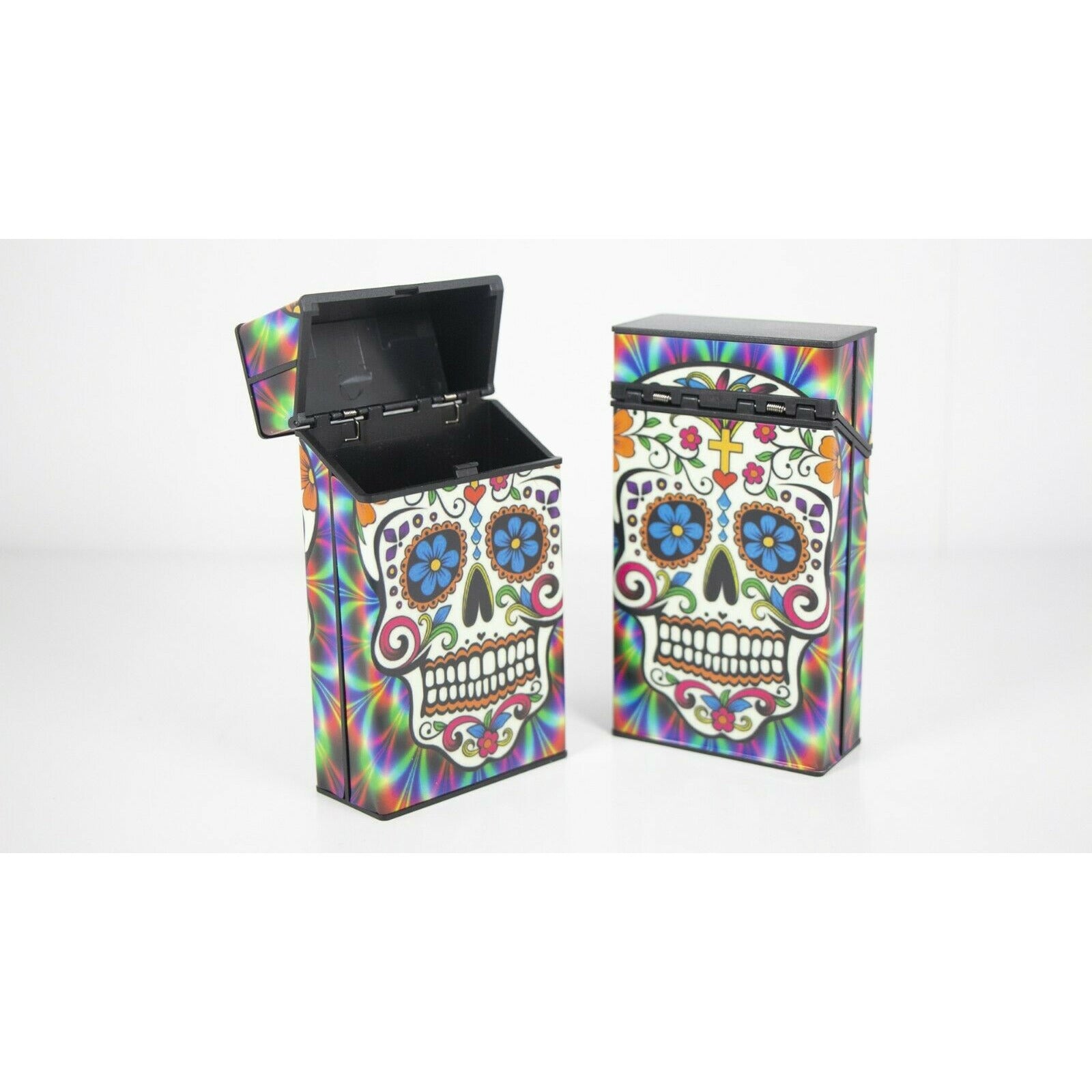 sugar skull cigarette case with lighter Push Open Plastic Cigarette Cases Pack of 12 sugar skull cigarette case with lighter Push Open Plastic Cigarette Cases Pack of 12