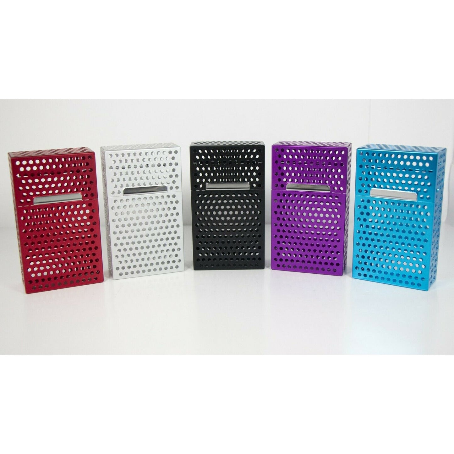 Push Open Aluminum Cigarette Cases Pack of 12 - 100mm See Thru Aluminum Cigarette Holder - Compact and Portable - Durable Hard Aluminum Box with Push Open Lid - Crush-Proof & Sturdy