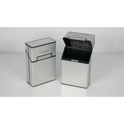 Top Flip Open Plastic Cigarette Cases - King's Size Aluminum Finish Cigarette Holder - Compact and Portable - Durable Hard Plastic Box with Flip Open Lid - Crush-Proof & Sturdy