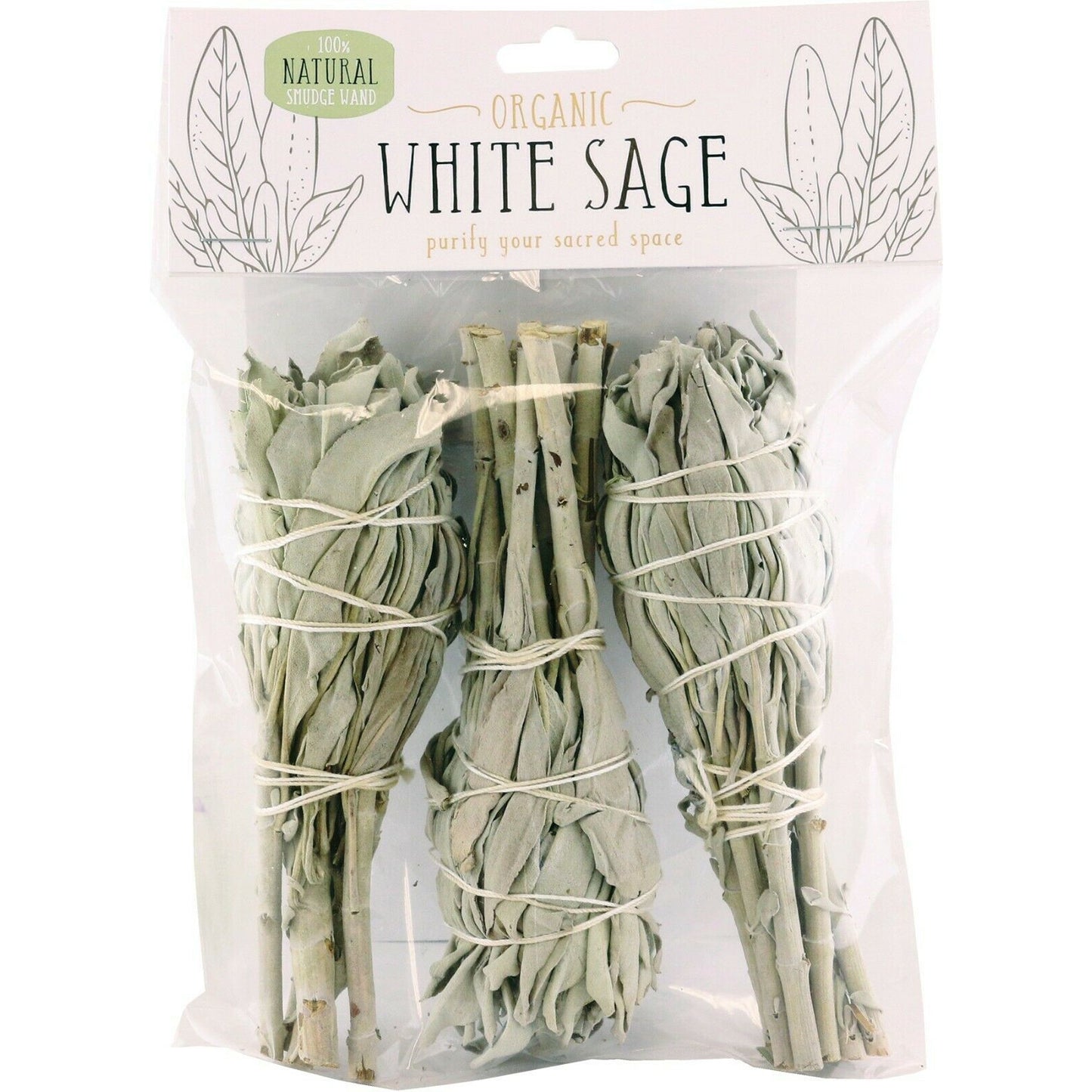 Organic White Sage 100% Natural Smudge Pack of 3 - 100% Natural Desert Sage Smudge for Cleansing, Meditation, Yoga, and Smudging with Smudge Starter Guide Fresh and Smudge Great