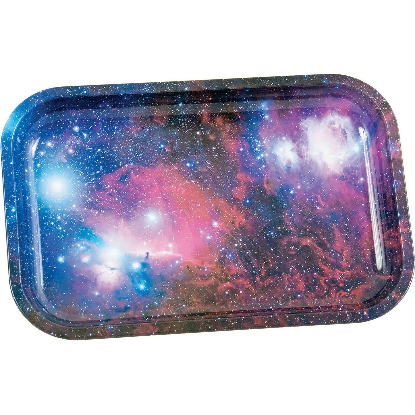 Premium Metal Rolling Tray - Lightweight, Curved Edges, & Smooth Surface - Elegant and Sleek with Galaxy Print - Portable & Travel Size Tray -  Perfect Herb Accessories - Galaxy