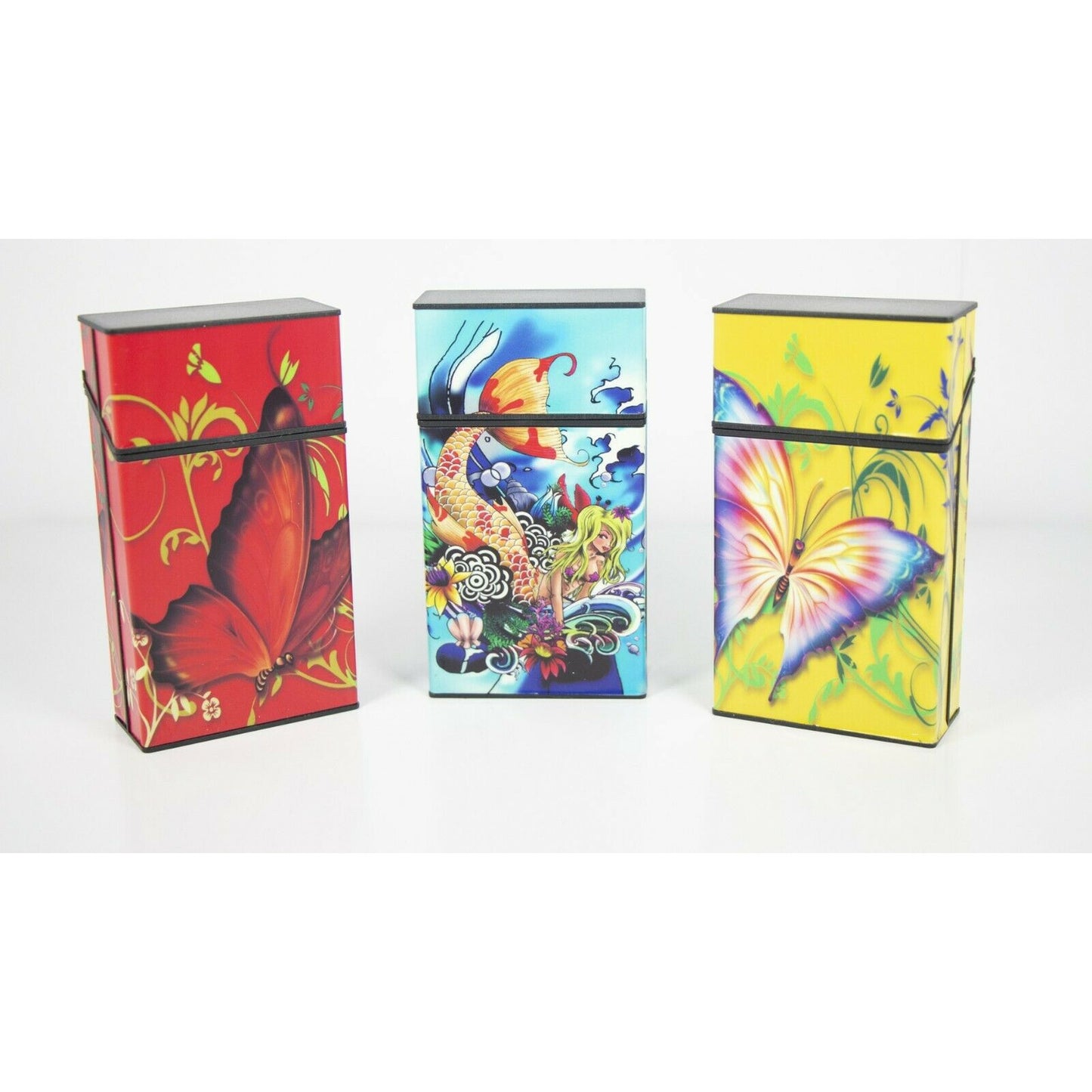 Push Open Plastic Cigarette Cases Pack of 12 - 100mm Glow in the Dark Cigarette Holder - Compact and Portable - Durable Hard Plastic Box with Push Open Lid - Crush-Proof & Sturdy