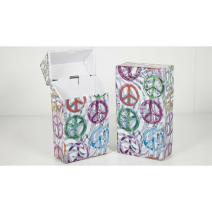 Push Open Plastic Cigarette Cases - King Size Psychedelic Design Glow in Dark Cigarette Holder - Compact and Portable - Durable Hard Plastic Box with Push Open Lid - Crush-Proof & Sturdy