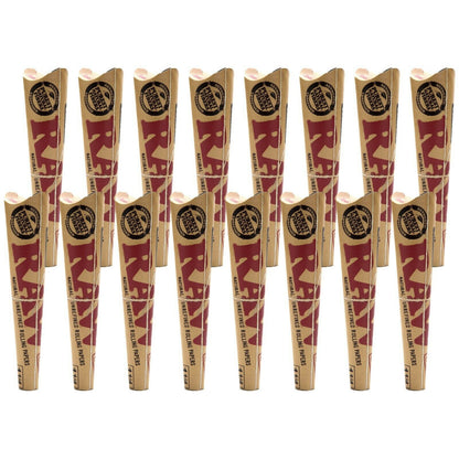 RAW Natural 96 Pre Rolled 1 ¼ Sized 16 Packs of 6 Cones - Natural Hemp Gum - 100% Natural 6 Cones Per Tube – Easy to Use & Safe Materials - Natural Flavor