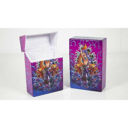 Push Open Plastic Cigarette Cases Pack of 12 - King’s size Mermaid, Dragon & Butterfly Design Cigarette Holder - Compact and Portable - Crush-Proof Durable Hard Plastic Box with Push Open Lid