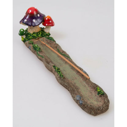 Poly Resin Incense Stick Burner Boat Mushroom for Meditation Yoga, Aromatherapy, Home Fragrance, Birthday Housewarming Gifts, Display Stand Figurine Scary Fantasy Halloween Decorations