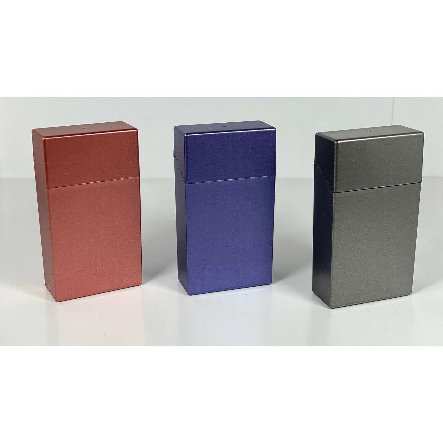 Top Flip Open Cigarette Cases Pack of 12 - 100mm Size Mix Metallic Color Cigarette Holder - Compact and Portable - Durable Hard Plastic Box with Flip Open Lid - Crush-Proof & Sturdy