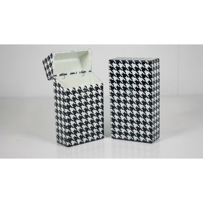 Push Open Plastic Cigarette Cases Pack of 12 – 100mm Size Assorted Black & White Design Cigarette Holder - Compact and Portable - Durable Hard Plastic Box with Push Open Lid - Crush-Proof & Sturdy