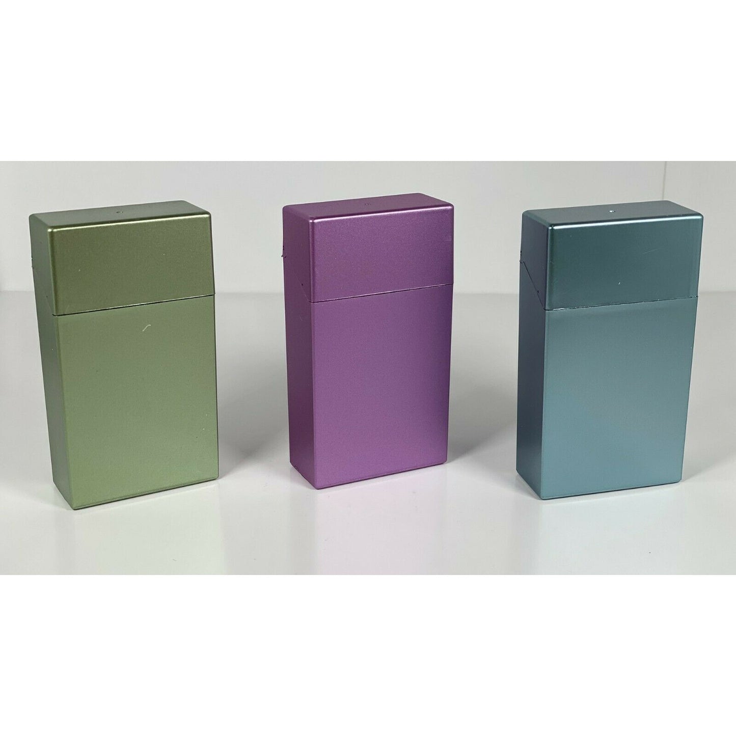 Top Flip Open Cigarette Cases Pack of 12 - 100mm Size Mix Metallic Color Cigarette Holder - Compact and Portable - Durable Hard Plastic Box with Flip Open Lid - Crush-Proof & Sturdy