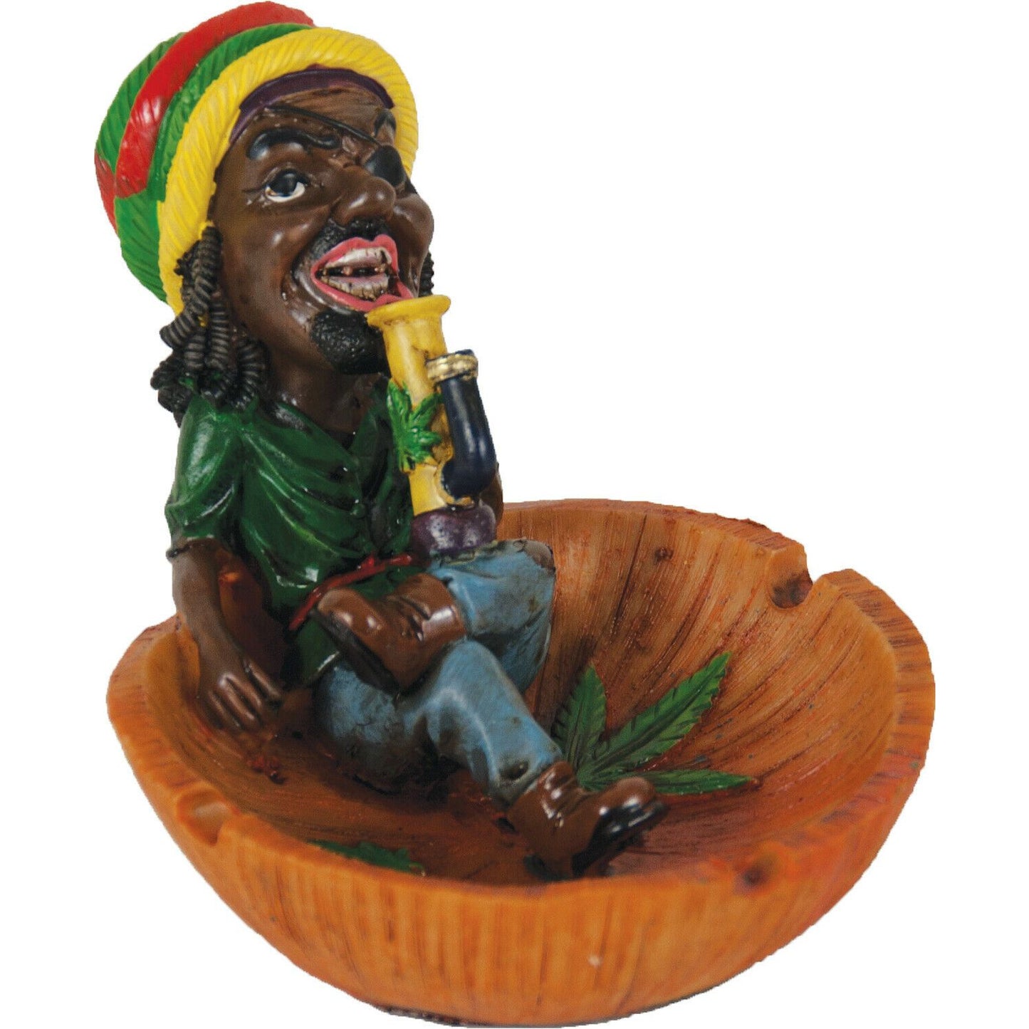 Rasta Jamaican Man with Crossed Leg Sitting in Bowl Polyresin Cigarette Ashtray - Individualized Popular Home Office Ashtray Personality Trend Modern Home Tea Table Ashtray Ornaments Bar Ashtray