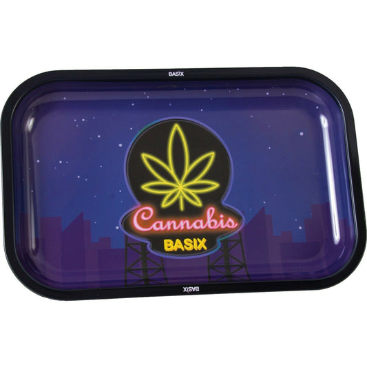 Basix Premium Metal Rolling Tray  Lightweight, Curved Edges, and Smooth Surface