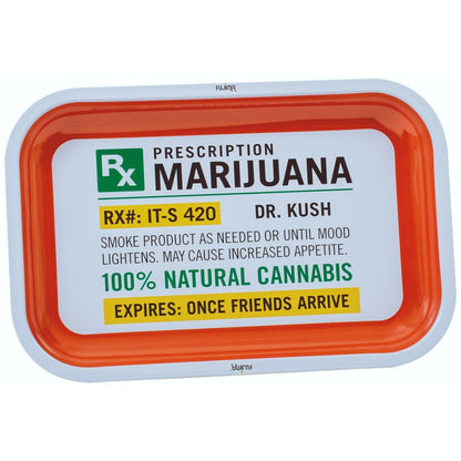 Premium Metal Rolling Tray - Lightweight, Curved Edges, & Smooth Surface - Elegant and Sleek with Vibrant Print - Portable & Travel Size Tray -  Perfect Herb Accessories - Prescription