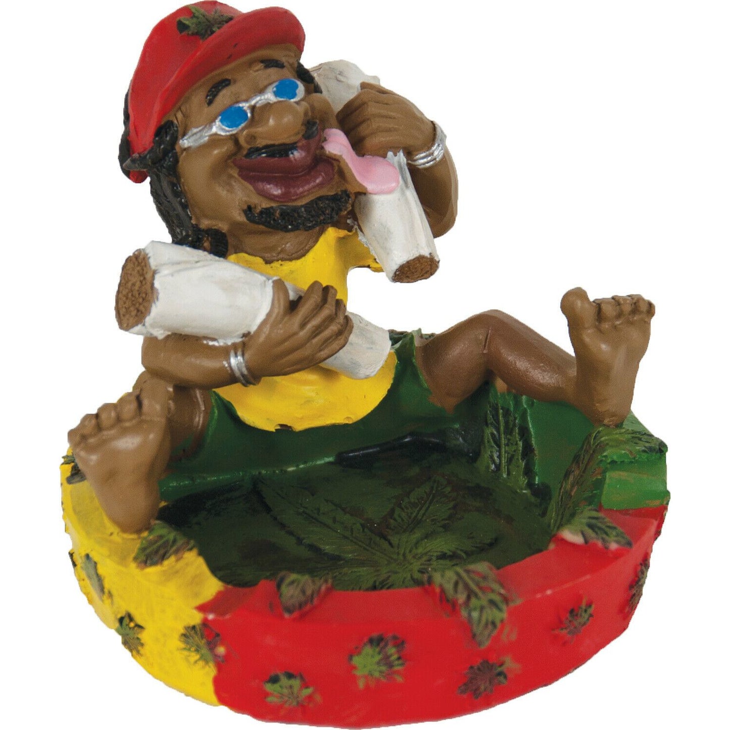 Rasta Jamaican Man with Spliff & Rasta Chair Polyresin Cigarette Ashtray - Individualized Popular Home Office Ashtray Personality Trend Modern Home Tea Table Ashtray Ornaments Bar Ashtray