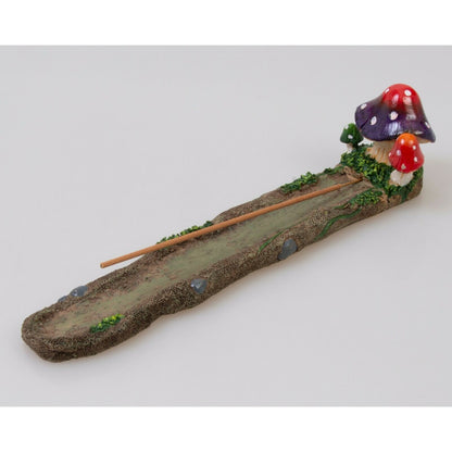 Poly Resin Incense Stick Burner Boat Mushroom for Meditation Yoga, Aromatherapy, Home Fragrance, Birthday Housewarming Gifts, Display Stand Figurine Scary Fantasy Halloween Decorations