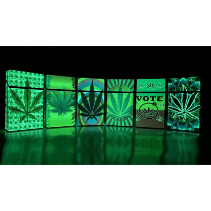 Push Open Plastic Cigarette Cases Pack of 12 - King's Size Leaf Design Glow in Dark Cigarette Holder - Compact and Portable - Durable Hard Plastic Box with Push Open Lid - Crush-Proof & Sturdy